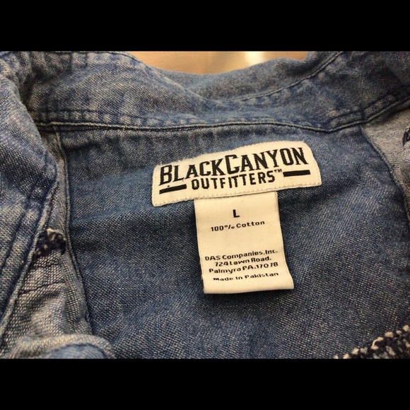 Mens Sz Lg BLACK CANYON OUTFITTERS Blue Long Sleeve Pearl Snap Front Shirt - Picture 8 of 9